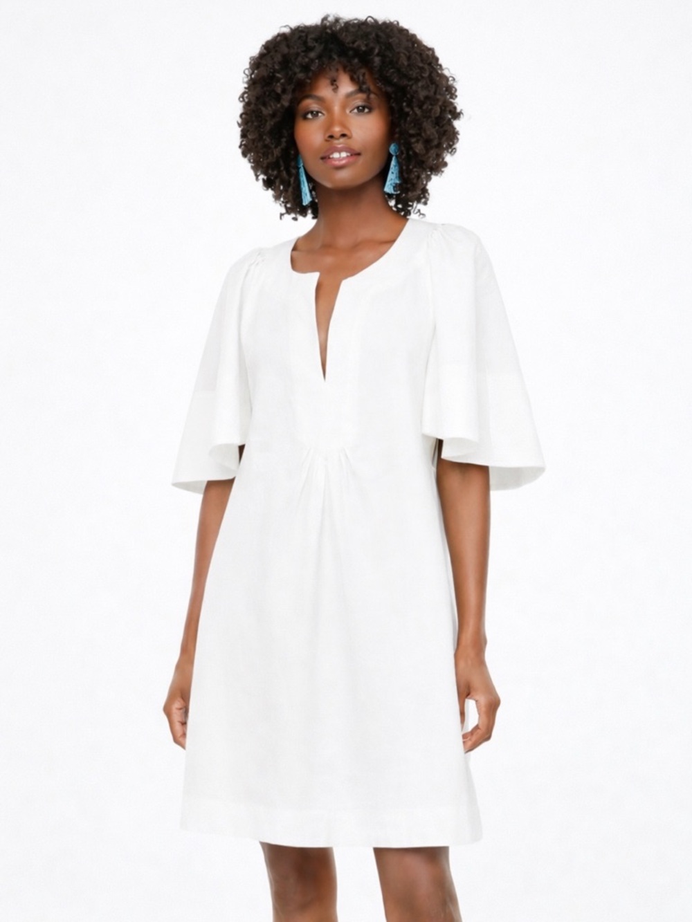 POMANDER PLACE White Finley Flutter Sleeve Dress NWT XXL Crisp Cotton Mini